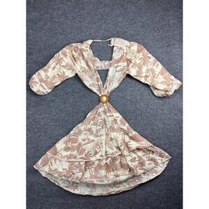 Z&L Europe Dress Women's Large Beige Floral Cut Out Flowy Boho 3/4 Sleeve